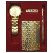 Gold Plated Pen, Wrist Watch & Business Card Holder